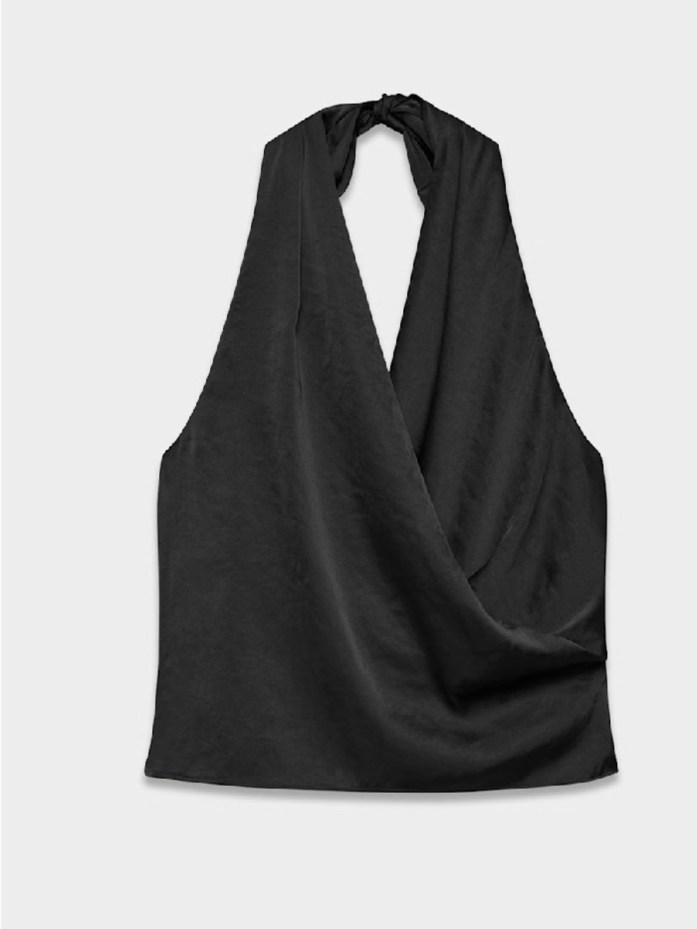 Aritzia Martini Black Silk Backless Self-Tie Halter Drape Top sz M NWT - Picture 2 of 11